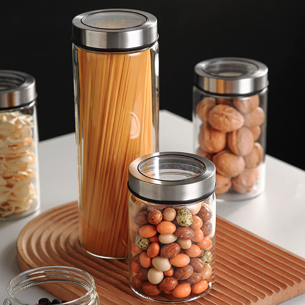 Vorratsdose, Glasdosen, Vorratsdosen for Lebensmittel, luftdichte Glasdose, Konservengläser aus Glas mit versiegelten Deckeln for Honig, Marmelade, Gelee, Fruchtsirupe, Konserven, Gewürze, Hafer, (2 S