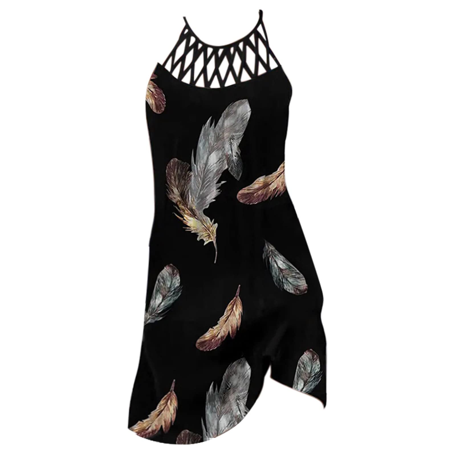 Vestido de malla casual sin mangas estampado de estilo étnico para primavera y verano para mujer