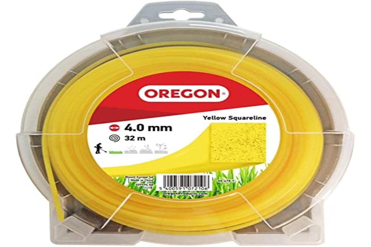 Oregon Yellow Square 4mm Strimmer Line, Trimmer Line Tackles Long Grass, Weeds, Edges & Thick Vegetation, Professional Heavy Duty Nylon Strimmer Wire, Fits Most Standard Models, 4.0mm x 32m (69-478-Y)