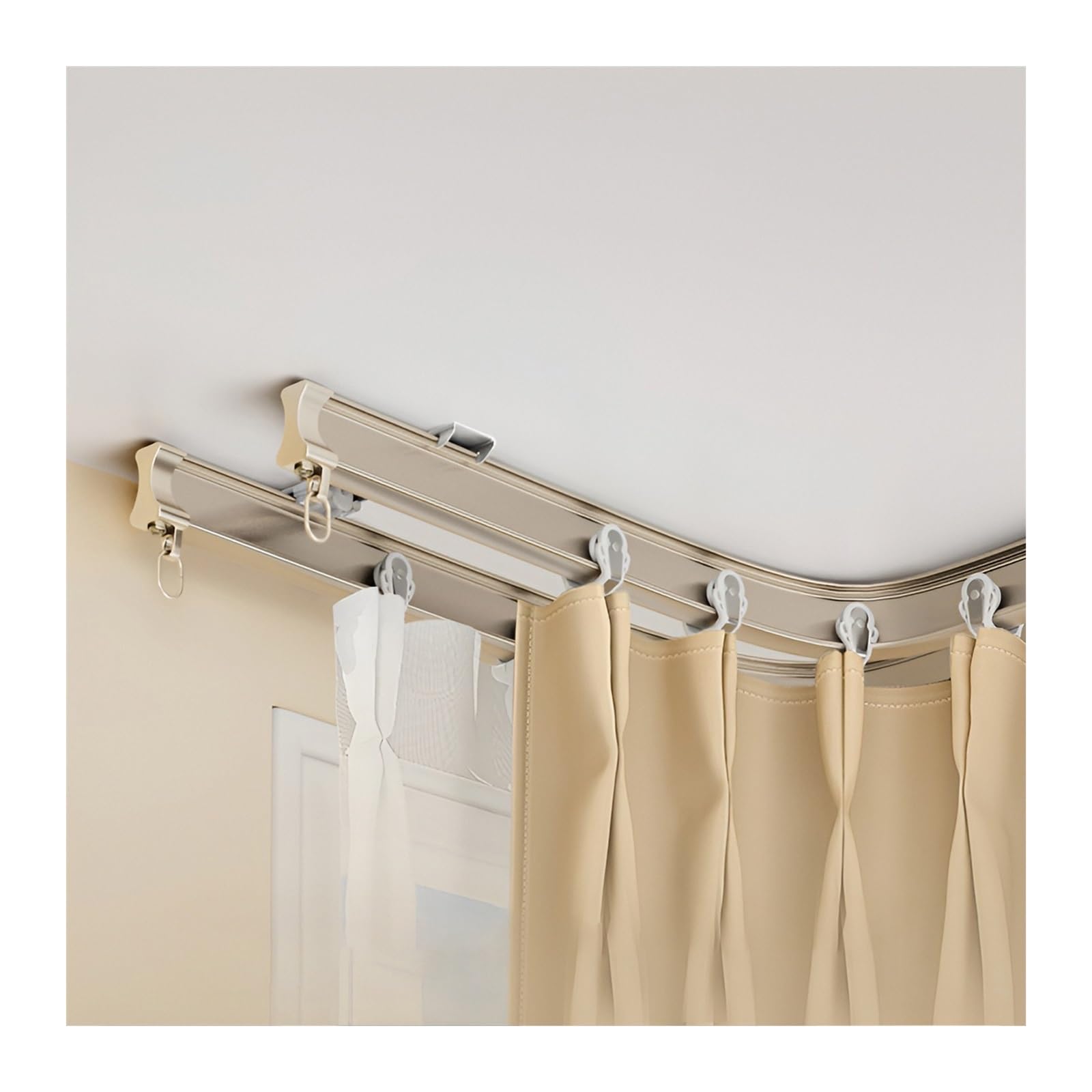 Rail de Rideau Flexible et Pliable en Aluminium pour Montage au Plafond ou au Mur (2,3 à 19,7 Pieds) pour Rideaux de Douche en Forme de U ou de L, Baie vitrée, séparateur de pièce - Facile à