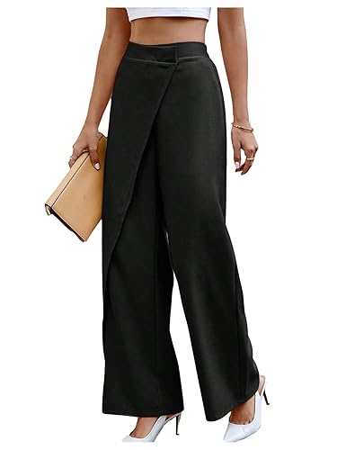 SweatyRocks Women's Elegant Wrap Front High Waisted Wide Leg Pants