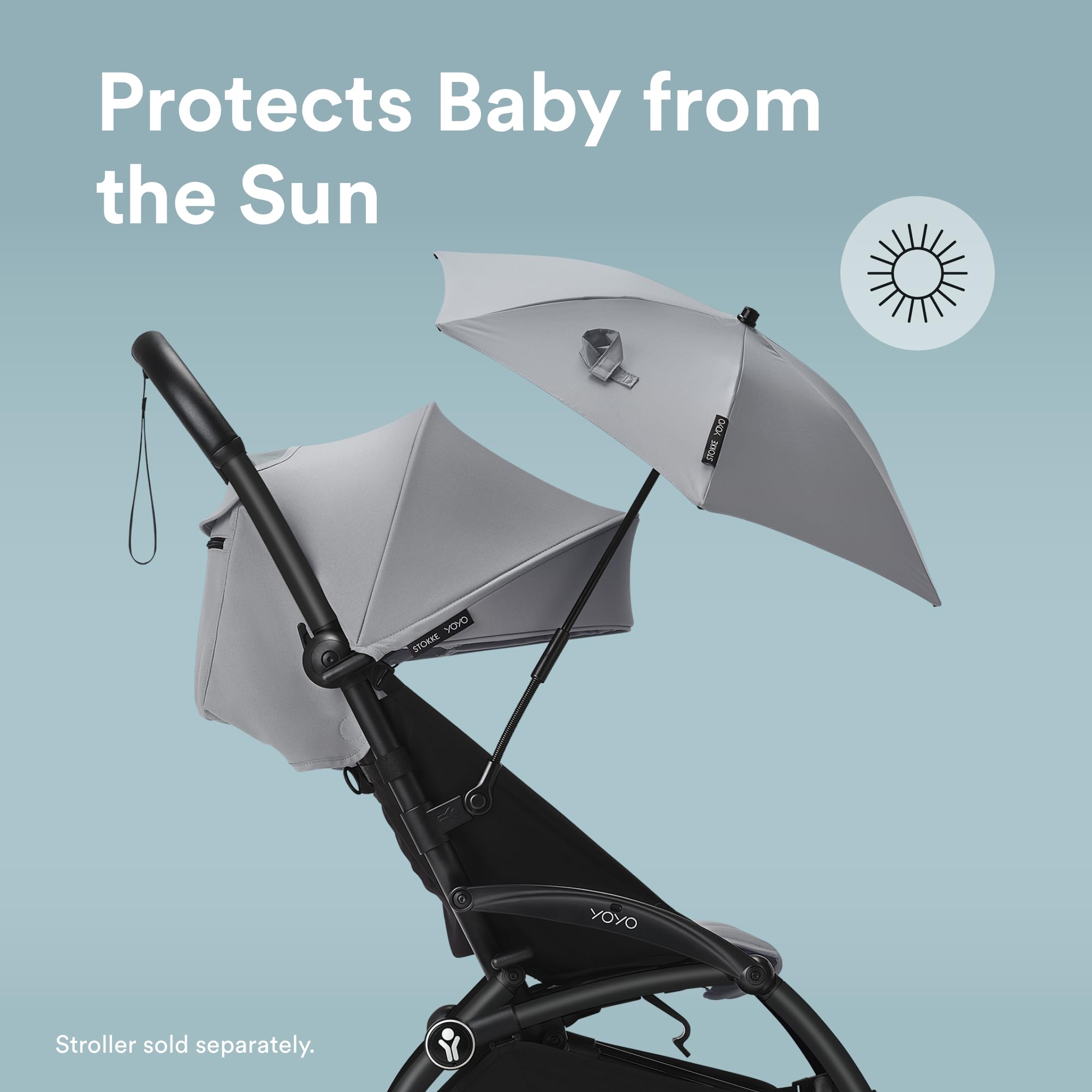 Stokke YOYO Parasol, Stone, UPF 50+ Protection, Enhanced Opacity, Use on YOYO Stroller with 0+ Newborn Pack - Image 2