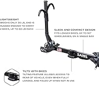 Vista 2 de Saris SuperClamp EX Portabicicletas de Enganche para 2 Bicicletas – Portabicicletas de Plataforma Ligero para Automóvil, SUV, Camión – Diseño