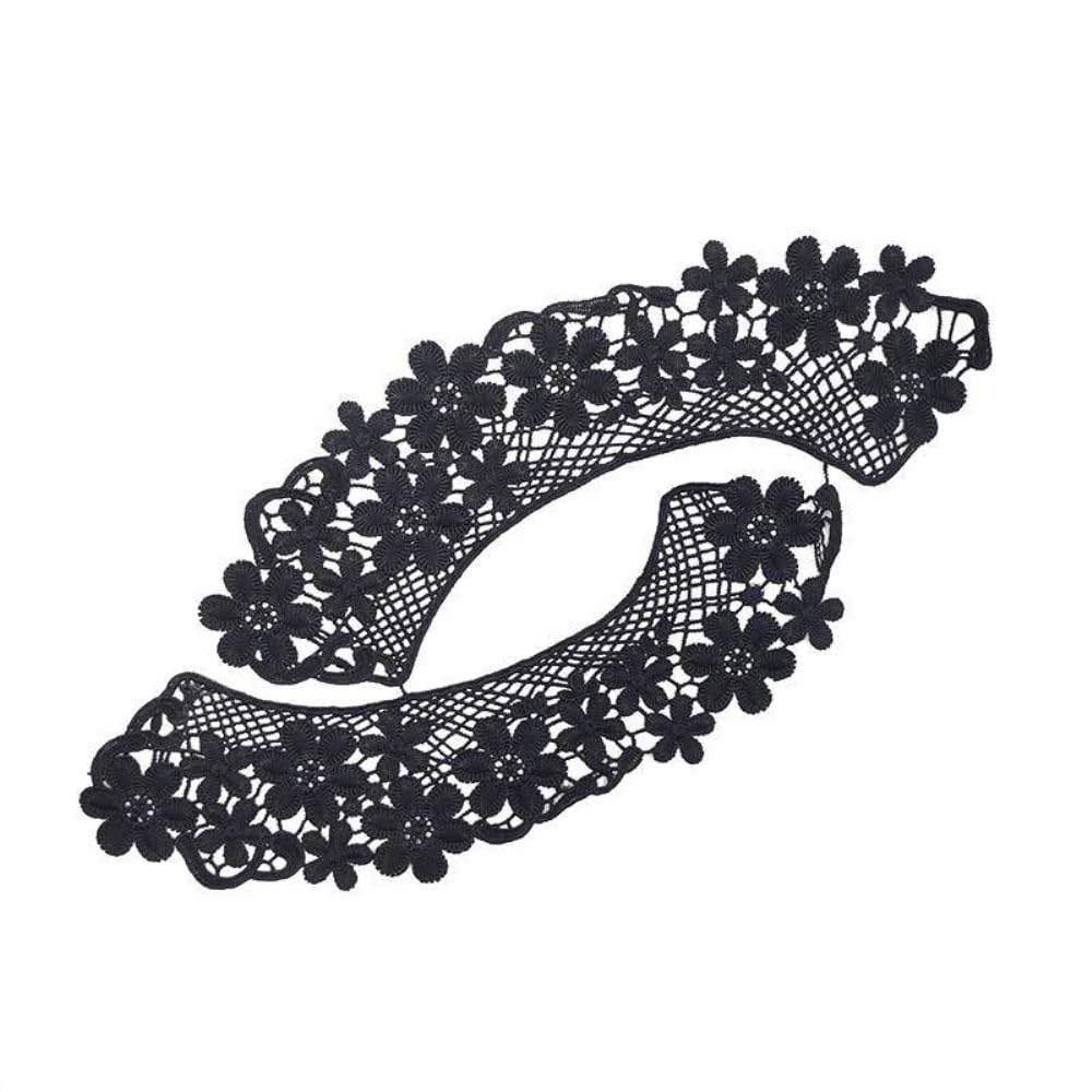 Colletto In Pizzo Ricamato Con Fiori - Cucito A Mano, Per Camicie E Vestiti, Blu Scuro - Foto 2