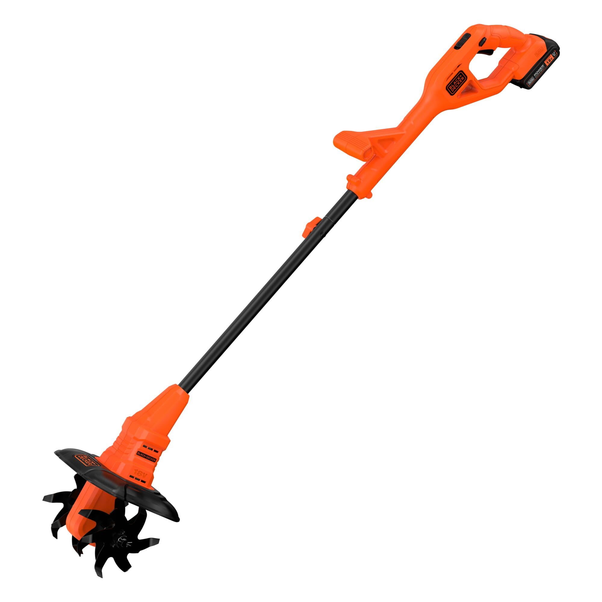BLACK+DECKER BETL1820L-QW Motoazada con Batería de Litio de 18 V y 2 Ah, Aradora, Motocultor, 2 Velocidades 270/300rpm, 4 Hojas de Acero, 6 Puntas en Cada Hoja, 16 cm de Diámetro
