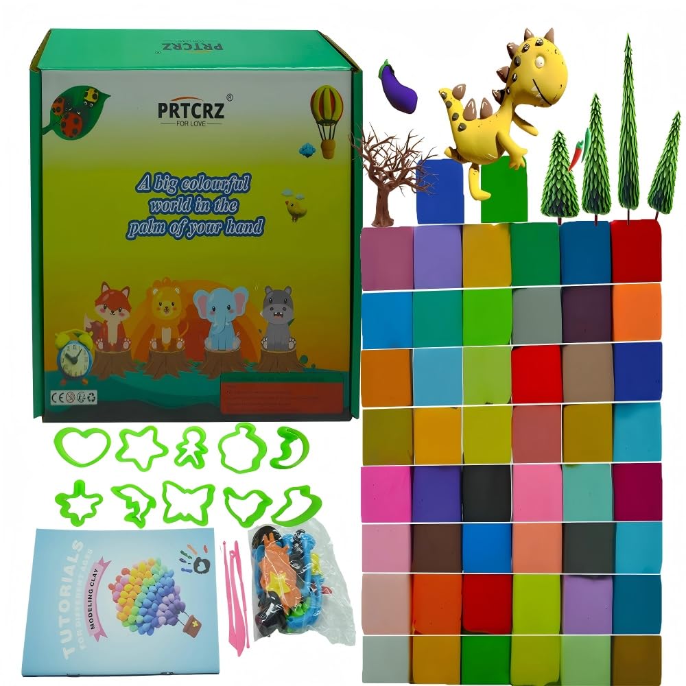PRTCRZ Air Clay for Children - 50 Colours, Air Dry, Magic Clay - 0.5kg, Multicolor - Creative Skill, Playing