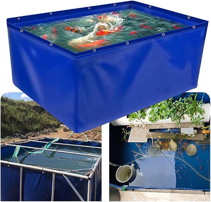 Image Agriculture Farmed Fish Canvas Pool 0.45mm Cube Fish Pond Liner for Saltwater Fish Temporary Water Storage Holding Tank for Garden Patio (Color : Blue Size : 2X8X1M) (Blue 6x3x1M) Image Agriculture Farmed Fish Canvas Pool 0.45mm Cube Fish Pond Liner for Saltwater Fish Temporary Water Storage Holding Tank for Garden Patio (Color : Blue Size : 2X8X1M) (Blue 6x3x1M)