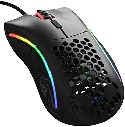 Glorious Mouse para jogos modelo D (menos) com fio - design de favo de mel superleve de 61 g, RGB, ergonômico, sensor Pixart 3360, interruptores Omron, pés de PTFE, 6 botões - preto fosco