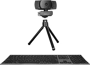 Macally Wireless Space Gray Bluetooth Keyboard and a Webcam, Be Video Conference Ready