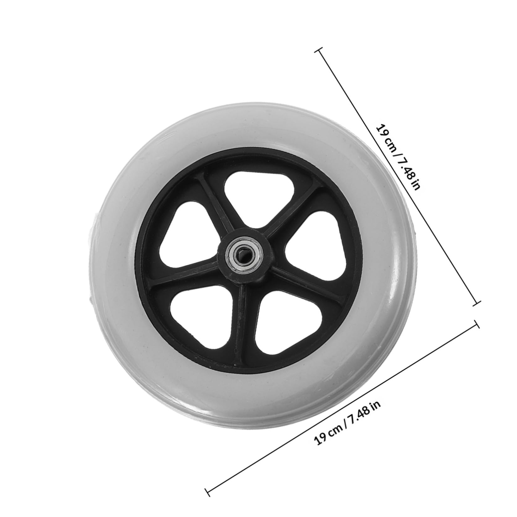 Ruote di Ricambio Pneumatici Antiusura 2 Pezzi per Carrozzina Anteriore in Plastica Aforo da 8mm, Facili da Installare per Carrelli e Trolley