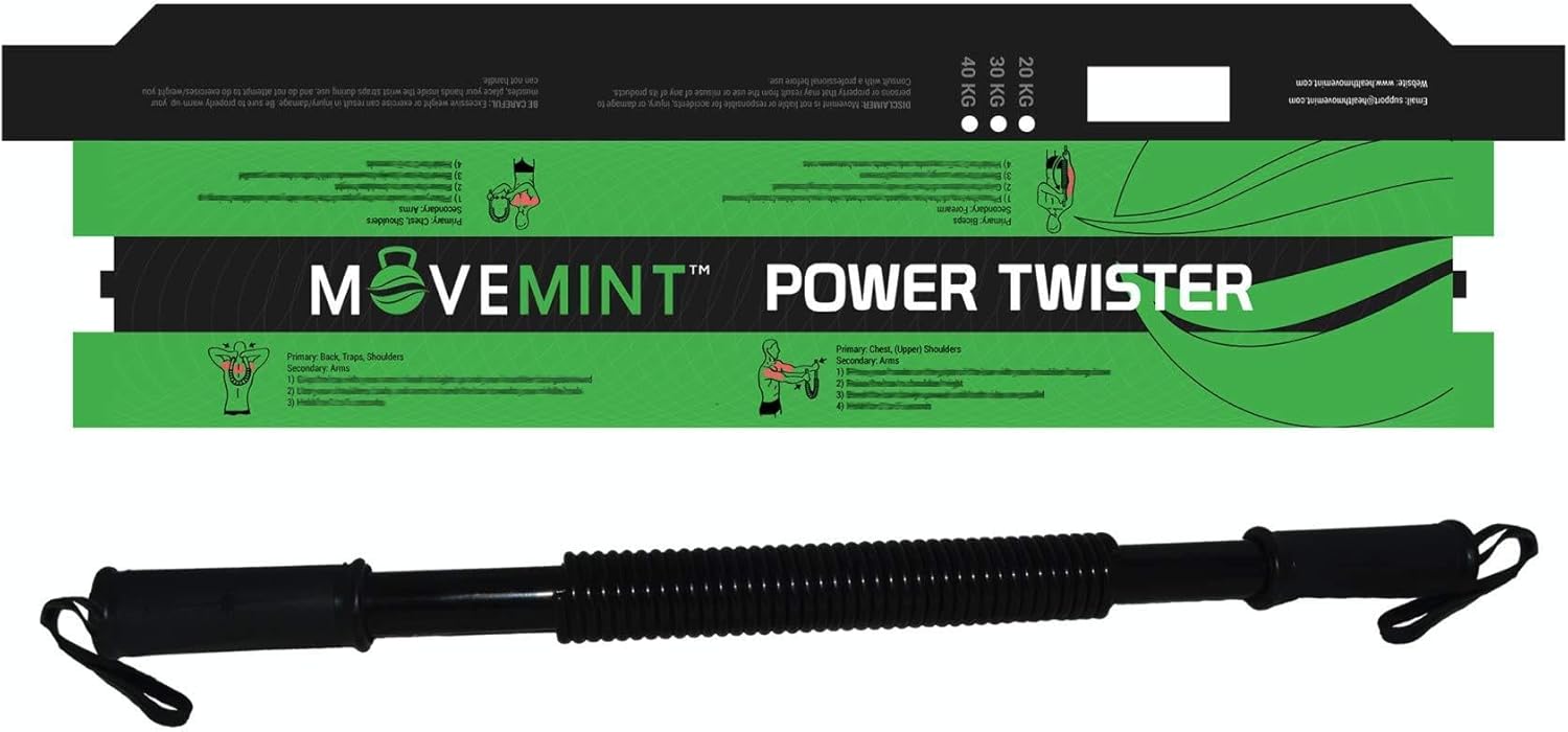 MOVEMINT Power Twister Set of 5 (20KG, 30KG, 40KG, 50KG, 60KG Included) | Chest Resistance Spring Bar Exerciser