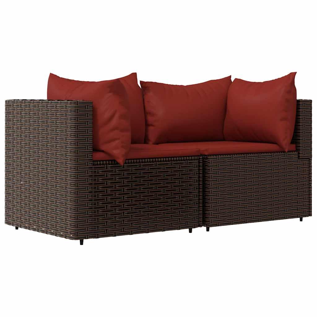 Modułowa sofa narożna z 2 poduszkami, odporny na warunki atmosferyczne rattan PE, malowana proszkowo rama stalowa, do 110 kg na jedno siedzenie, idealna do relaksu na zewnątrz