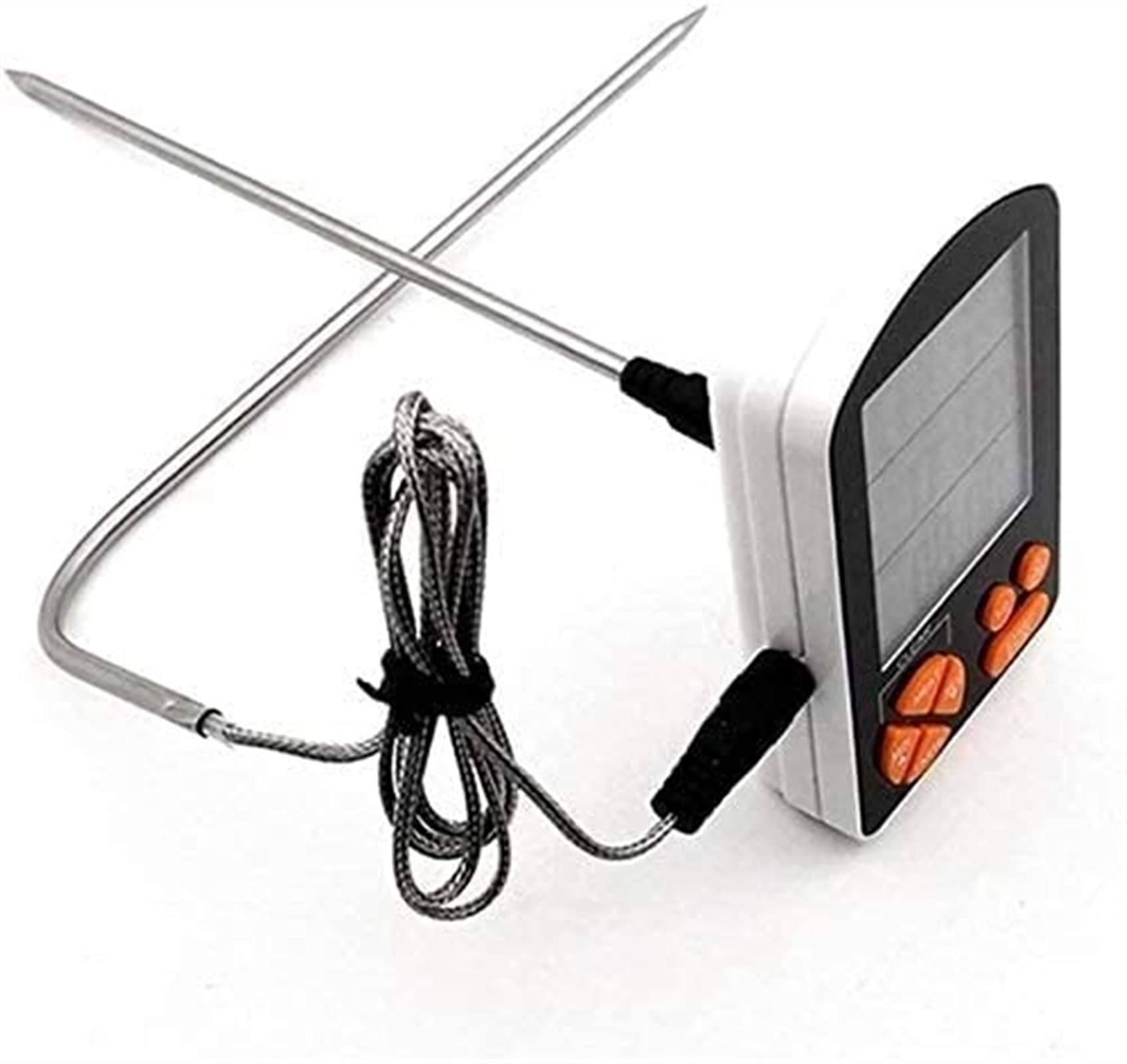 Cyfrowy termometr do mięsa, termometr do grillowania z dwiema sondami i dużym wyświetlaczem LCD, termometr kuchenny z timerem do piekarnika, grilla, wędzarni, wołowiny, słodyczy, mleka, wody