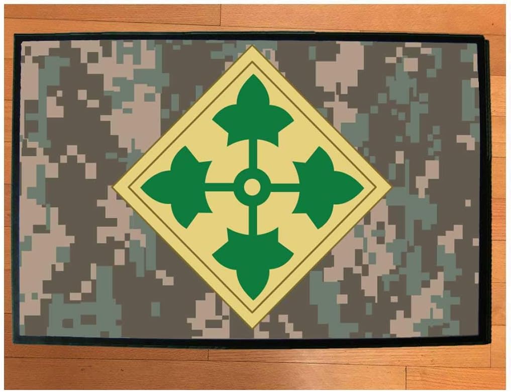 VictoryStore Home Accessories: 4th Infantry Division Door Mat 24 inches x 36 inches