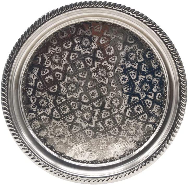 Ensemble de thé marocain traditionnel en métal ciselé et verres d'art - 4