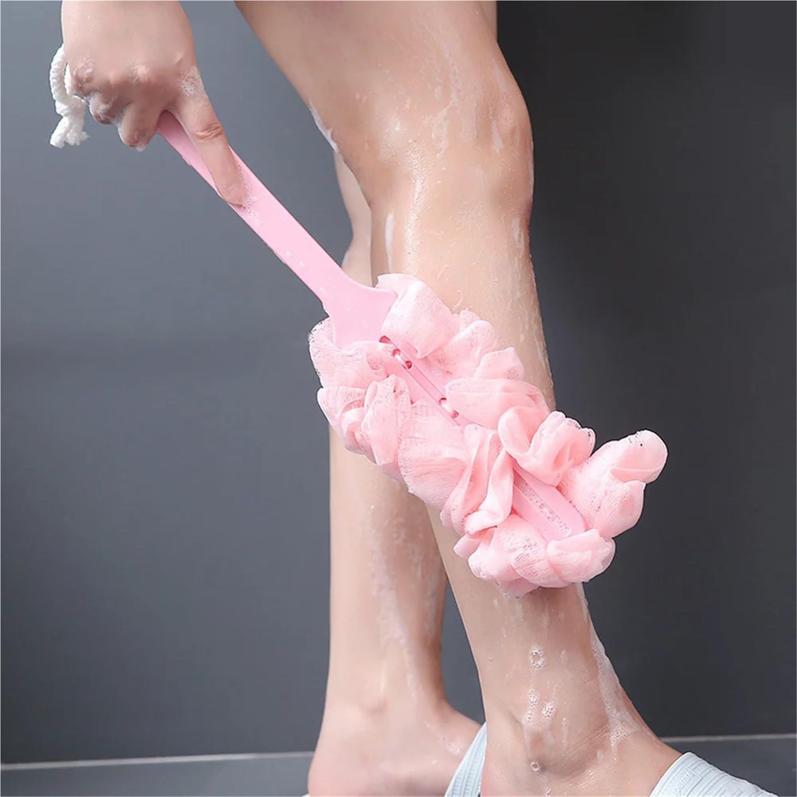 Rückenbürste 2Pcs Lange Griff Zurück Pinsel Körper Wäscher Dusche Hängen Körper Pinsel Schwämme Weiche Mesh Bad Dusche Pinsel Bad Zubehör Für Duschen(Beige)