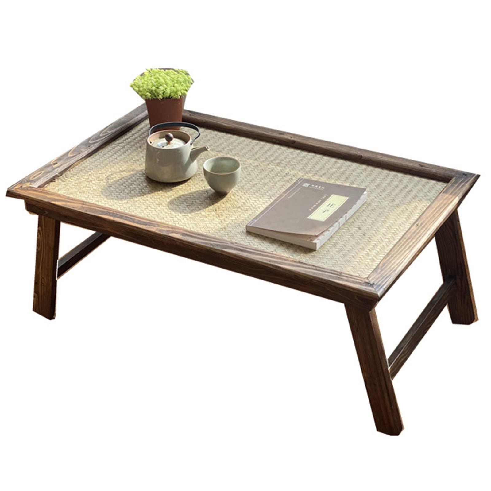 Table basse pliante en bambou et rotin A-70 pour salon et balcon style japonais