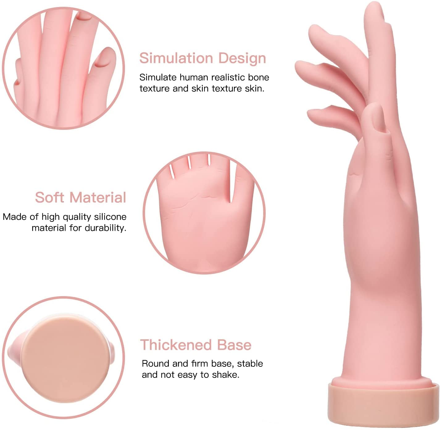 Nail Practice Hand, Nail Art Training Hand Flexible Movable Fake Hand Manicure Practice Tool (Pack of 1) 2