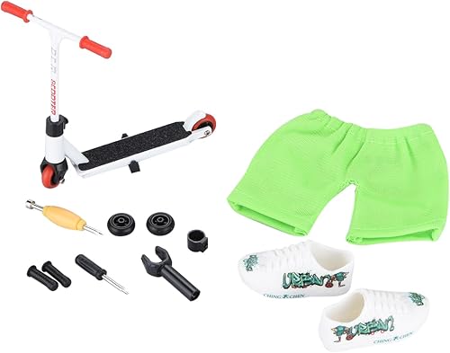 Scooter Finger Toy Skateboards Mini Finger Toys Set para niños y adultos de aleación de metal Scooter de dedo con pantalones de dedo zapatos de dedo
