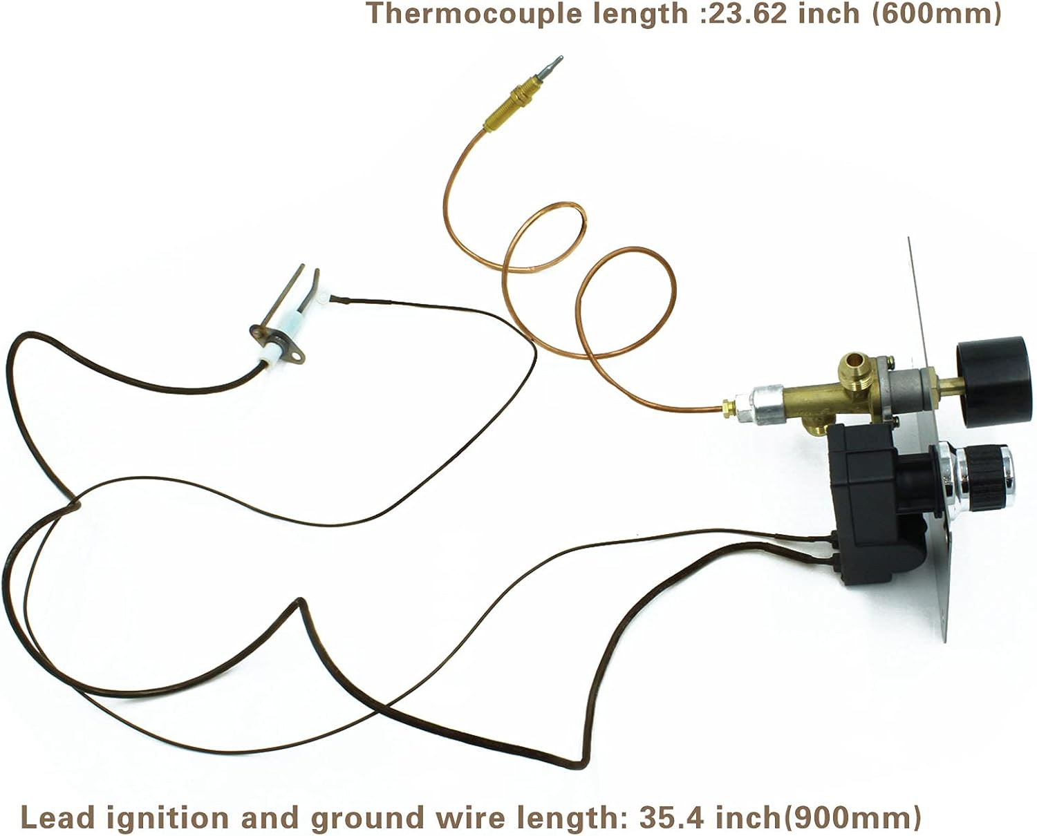 MCAMPAS Fire Pit Burner Valve System Kit-Flame Failure Safety Valve & Push Button Igniter - LPG/Propane Gas Control System Replacement for Outdoor Fire Pits, Patio Heater Accessories