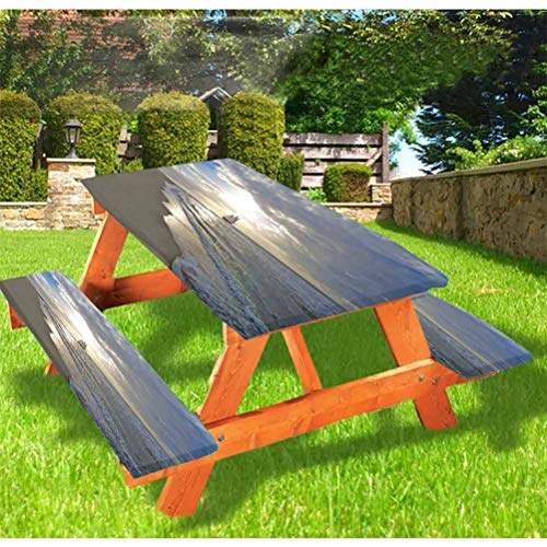 72" Polyester Picnic Table and Bench Fitted Tablecloth Cover,A Sailing Ship Close to