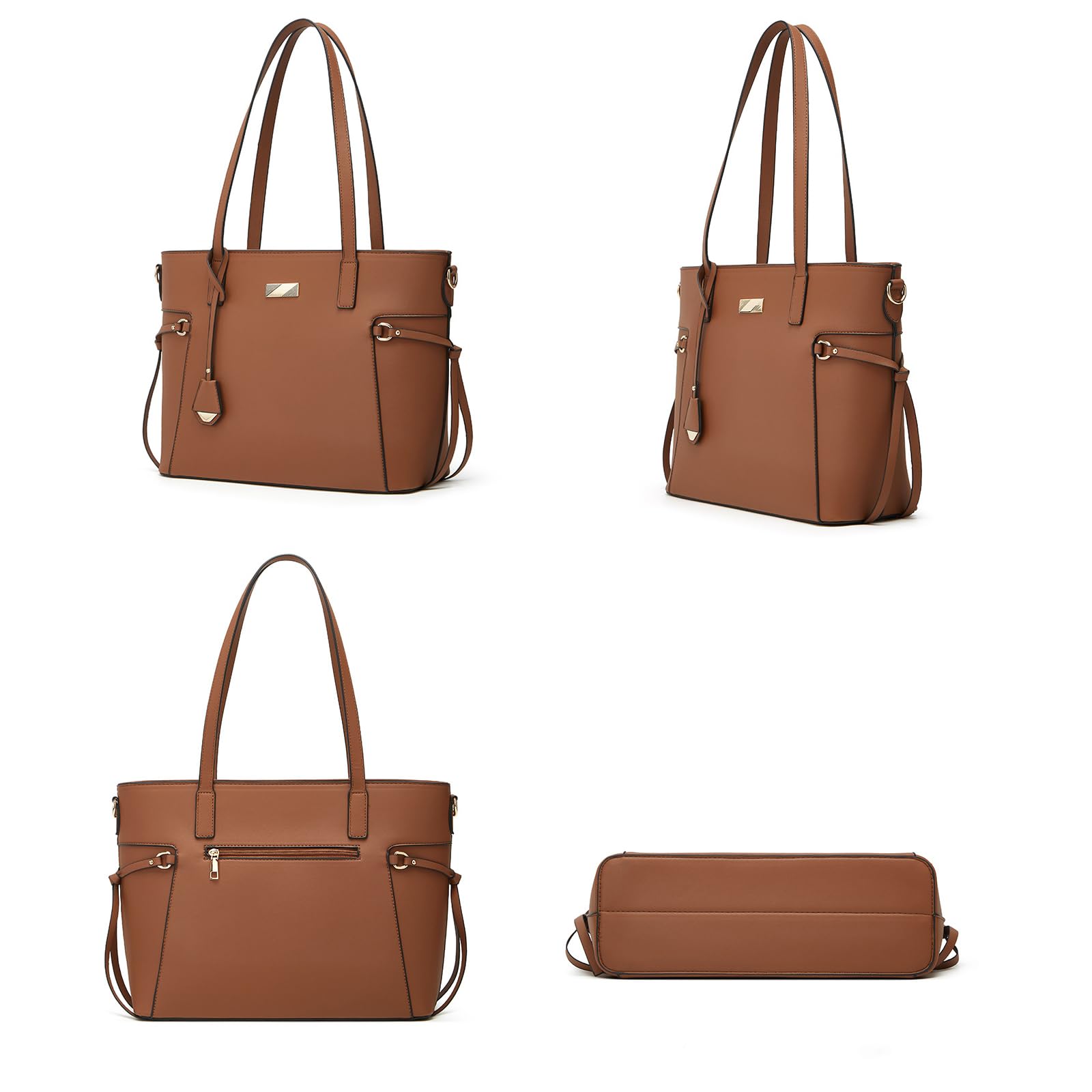 Borsa a tracolla in PU di grande capacità con tasche multiple e chiusura a cerniera borsa per lavoro, viaggi, shopping e uso quotidiano