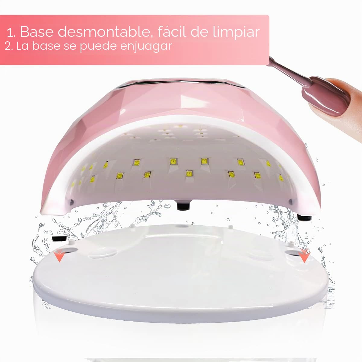Janolia Lámpara Secador de Uñas, de Acrilonitrilo butadieno estireno, Rosado, 86W LED UV, 4 Ajuste de Temporizadores, para Esmalte con Sensor Automático y Protección Contra Sobretemperatura