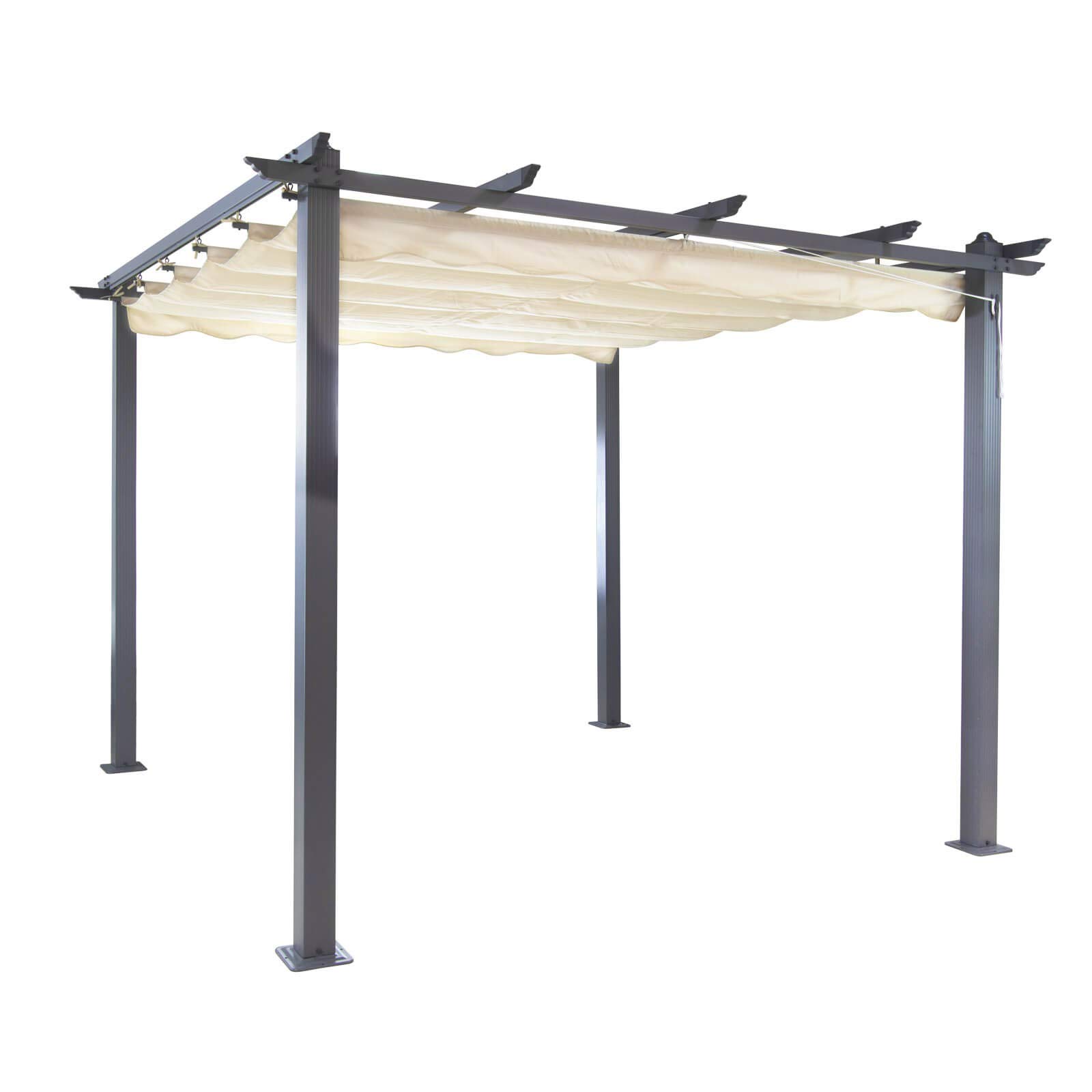 Dema Alu Pergola Garten Pavillon Sonnenschutz Überdachung Freiburg ecru Sonnendach 296x296 cm