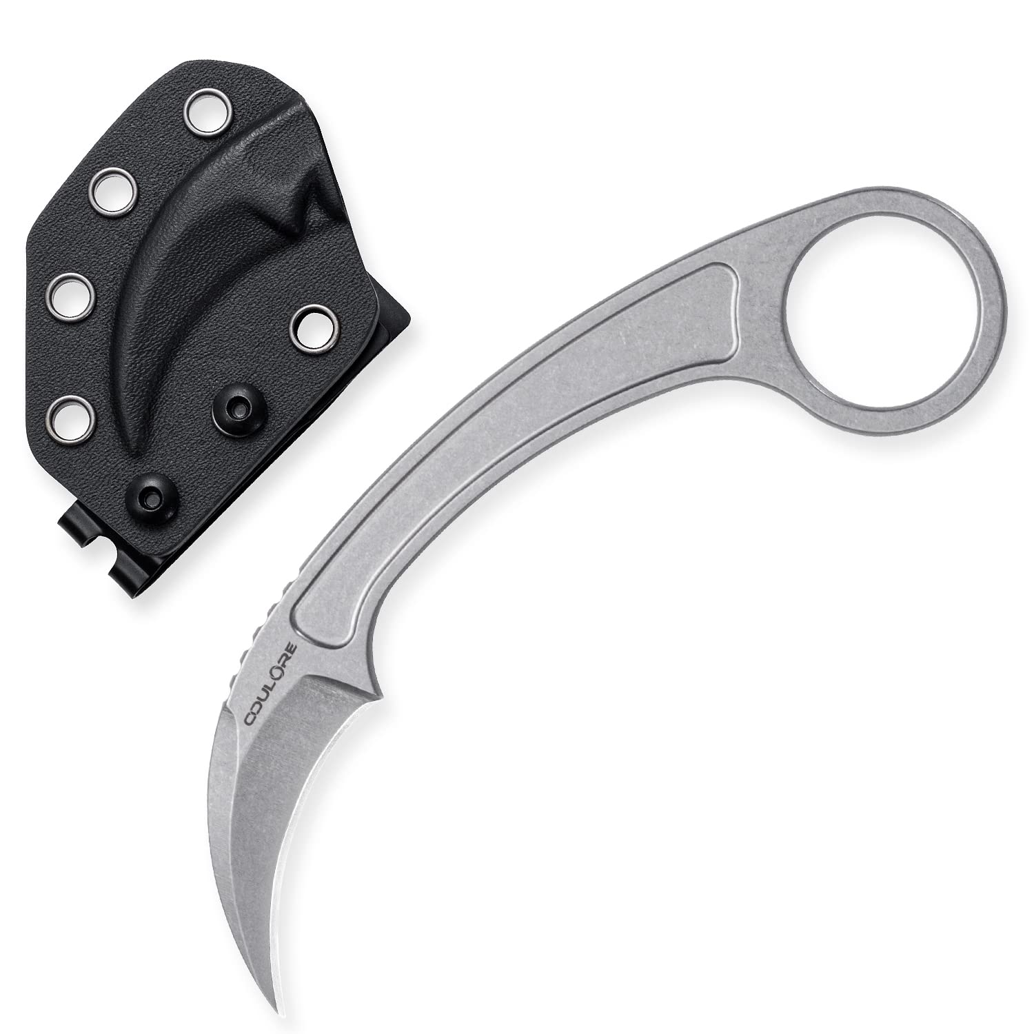 OOULORE Fixed Blade Knife, 440C Blade Stainless Steel Handle, Tactical EDC Knife with Kydex Sheath, Lightweight Outdoor Knife for Survival, Camping OK109 (Silver)