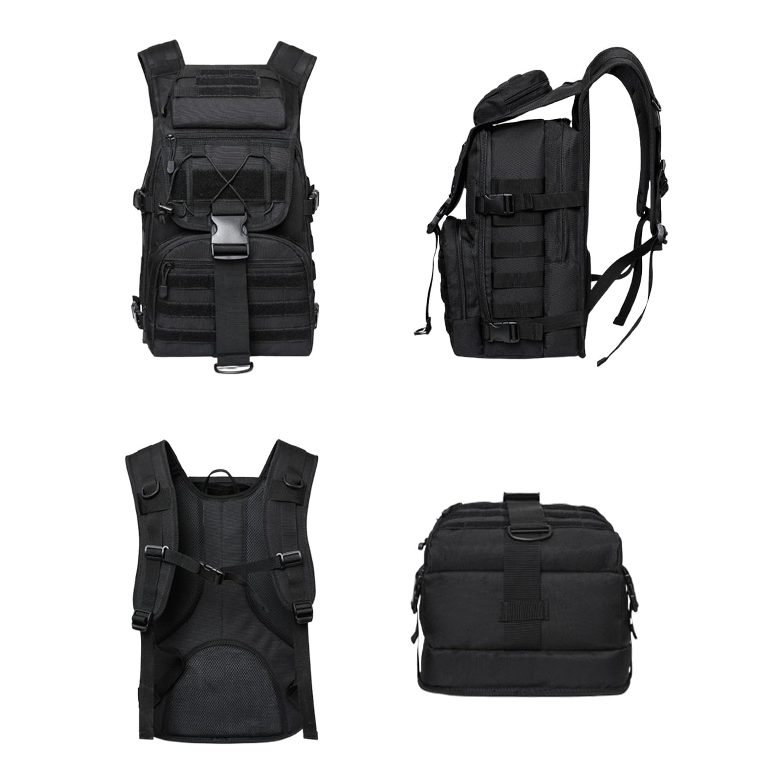 Zaino Militare 35 Litri Zaino Tattico da Viaggio Impermeabile Zaino Trekking Multitasche da Uomo per Campeggio, Escursionismo, Pesca, Ciclismo (Nero)