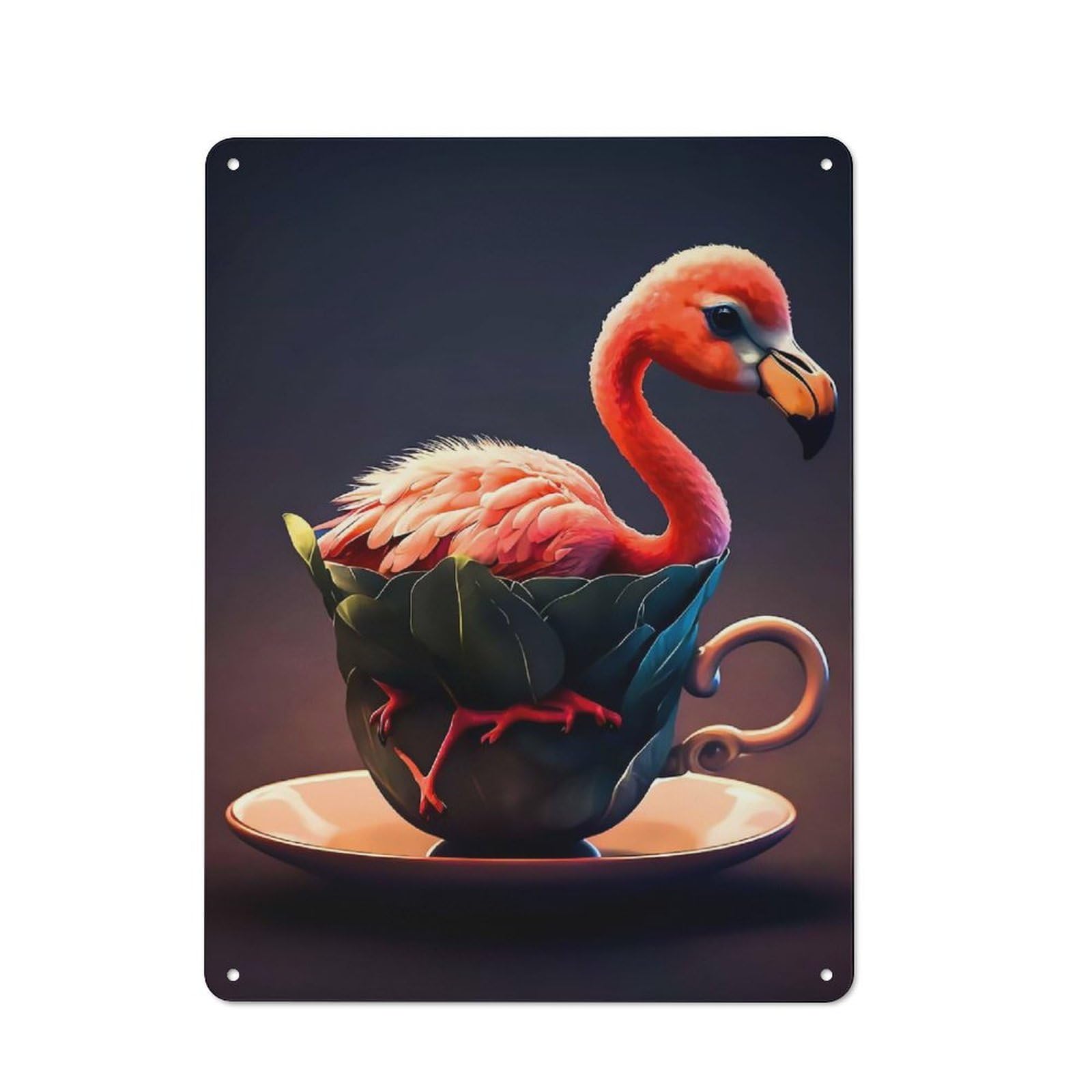 Junmoney Style-21 Flamingo Vintage Metal Plaque 40X30cm For Café Or Restaurant, A Decorative Gift For A Newly Furnished Café And Restaurant