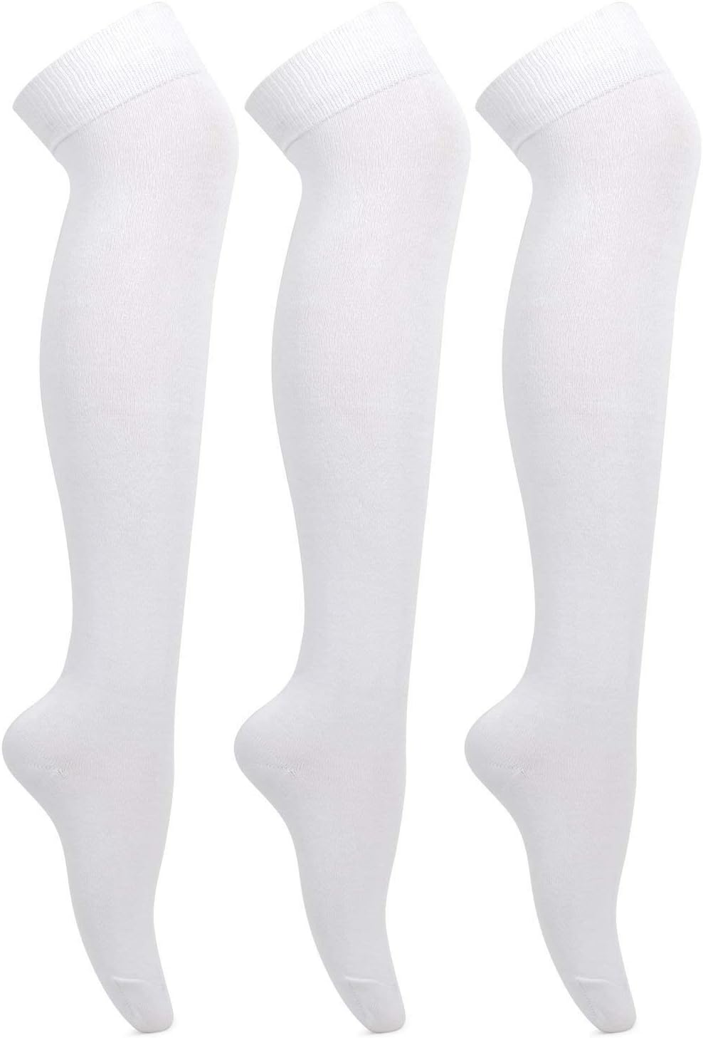 DevilWomen's Nurse, School or Uniform Thigh Length Socks (Pack Of 3) (Stocking, White)
