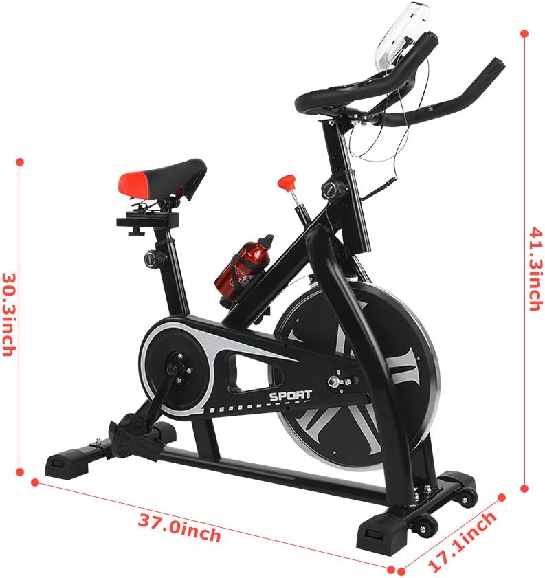 Exercise Bike, Belt Drive Indoor Cycling Bike Stationary Bike Cardio Exercise Bicycle with Hydraulic Resistance, Comfortable Adjustable Seat Cushion and LCD Monitor for Home Gym Fitness Accessory