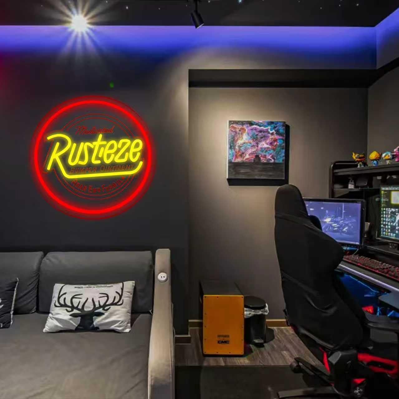Pixar Panneau néon rouille pour décoration murale de voiture, lumière LED à intensité variable pour chambre à coucher, salon, salle de jeux, garage, lumières alimentées par USB pour cadeaux