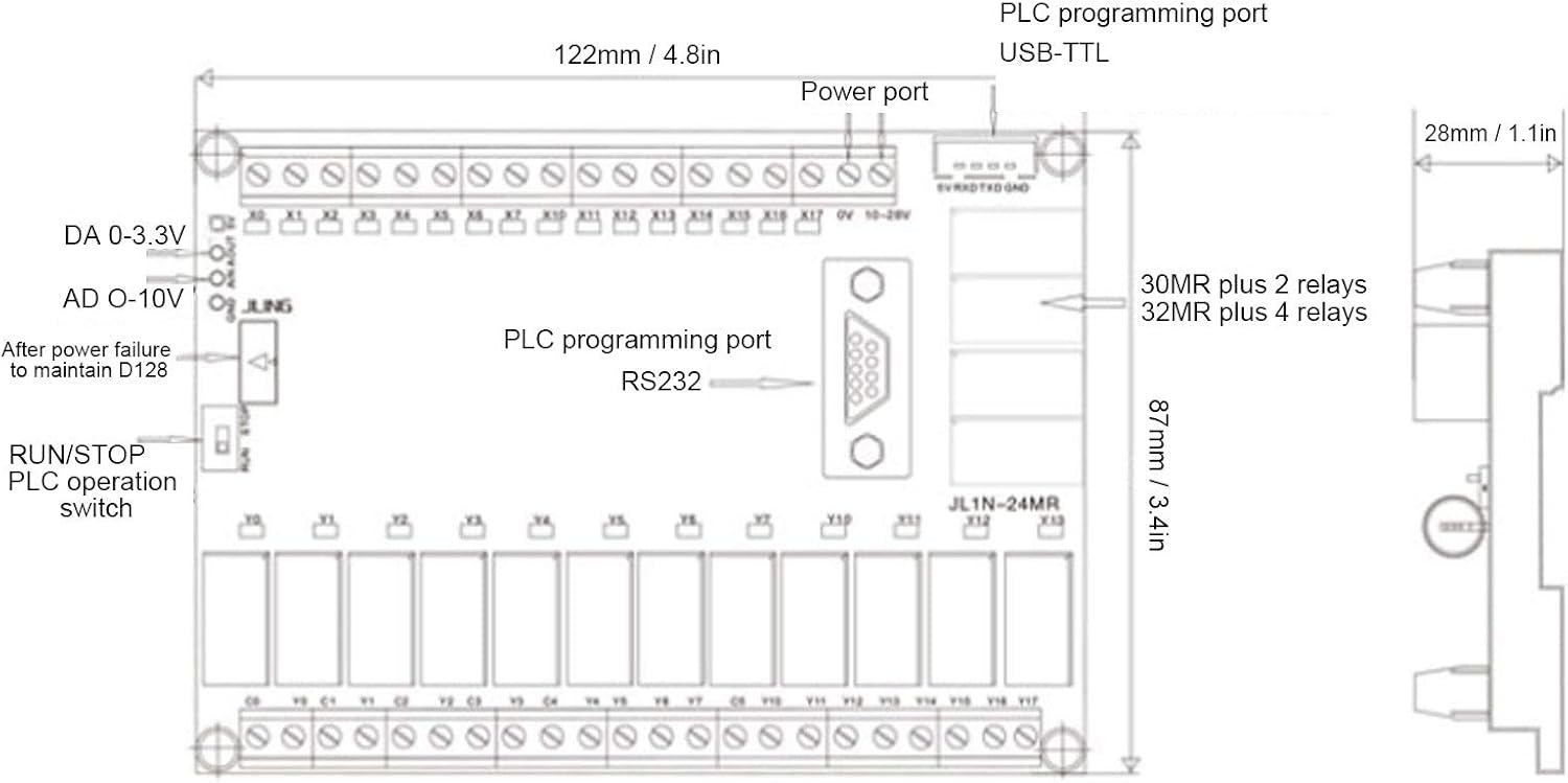 PLC Control Board Programmable Logic Controller Delay Relay Module with Analog FX1N?30MR DC10?28V