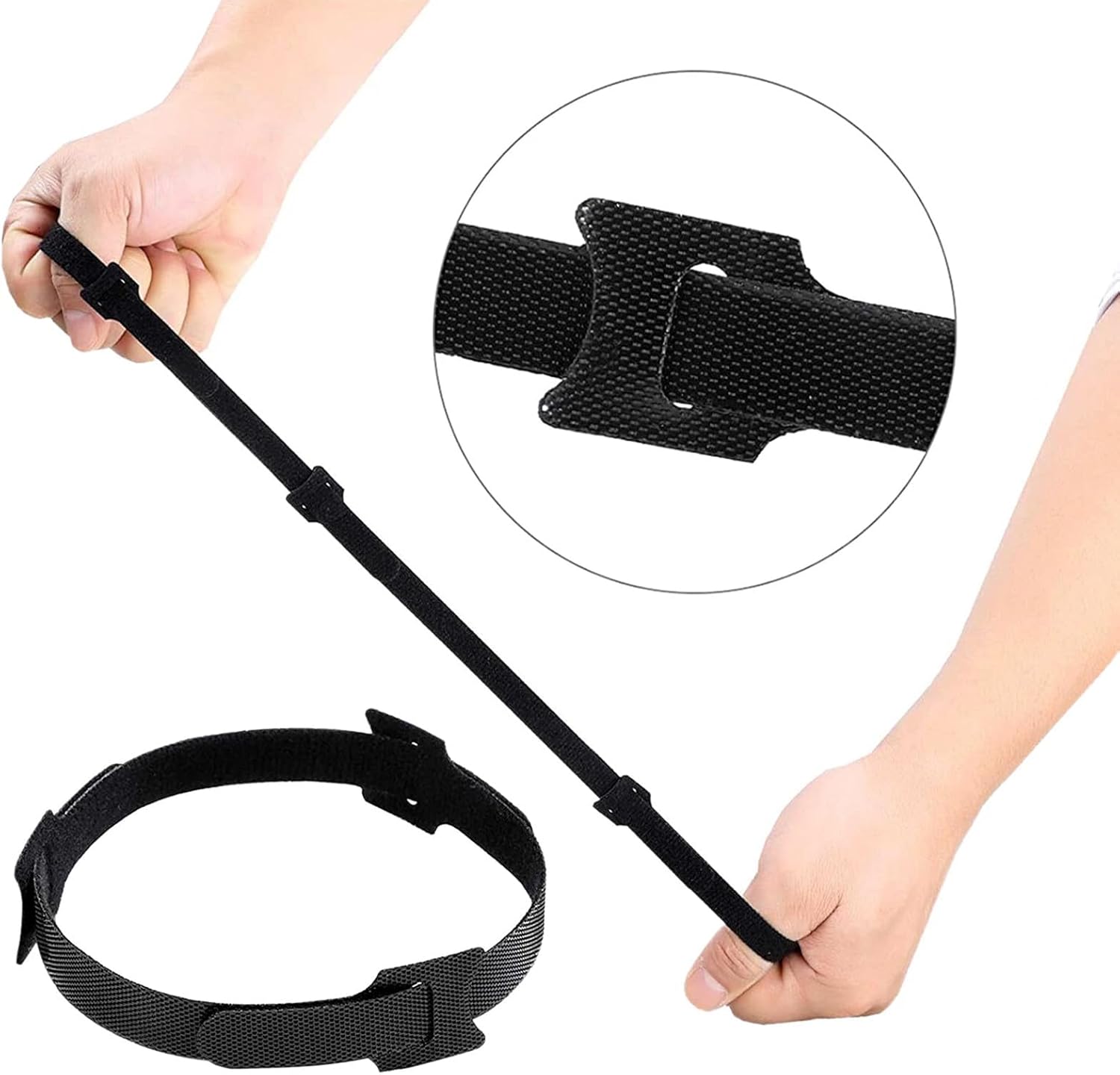 50PCS Reusable Cable Ties, Adjustable Black Cord Straps Wire Organizer Cord Wrap and Hook Loop Cable Management (6 Inches)
