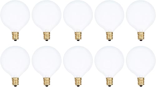 Simba Lighting - Paquete de 10 bombillas de luz incandescente G16.5 E12, transparentes y esmeriladas