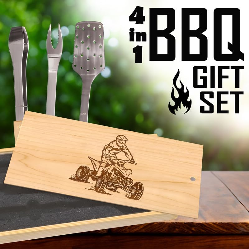 Set para parrilla con espátula, pinzas y tenedor acero inoxidable miniatura 6