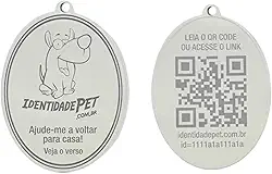 Medalha de Identificação Pet com QR-Code em Aço Inox Resistente a agua e arranhões– Fácil Ativação pelo Site - Sem Mensalidade nem Anuidade - Tag de Localização GPS com Notificação por E-mail