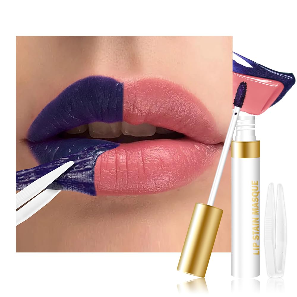 evpct Warm Rose Peel Off Lip Stain Tints with Tweezer, Matte Lipstick Lip Stain Gloss Long Lasting Waterproof for Women, Non-stick Cup Lipstick Peel Off High Pigmented 24 Hrs Original Lips Stains, 01 01 Warm Rose 0.14 Fl Oz (Pack of 1)