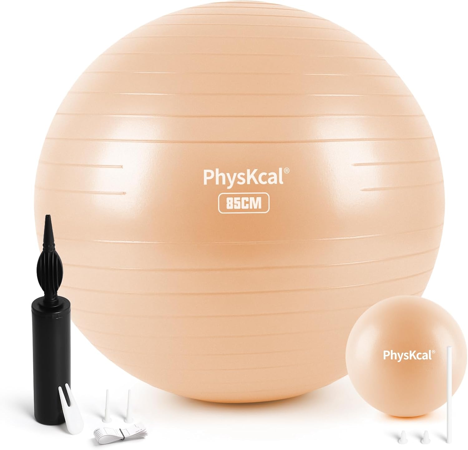 PhysKcal Yoga Ball for Exercise, Pilates Set, 4 Sizes Fitness Ball for Workout, Birthing, Pregnancy, Physical Therapy- Pump Included