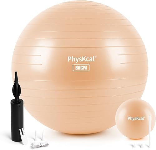 Miniatura 15 de Pelota de yoga para ejercicio, juego de pilates, 4 tamaños de pelota de fitness para entrenamiento, parto, embarazo, terapia física, bomba incluida