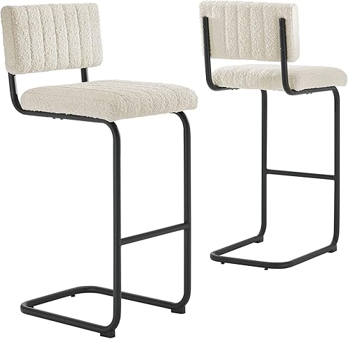 Miniatura 8 de Modway EEI-6473-BLK-IVO Parity Boucle Taburetes de bar - Juego de 2, color negro marfil