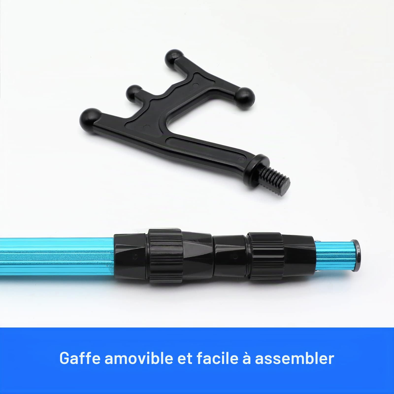 SAN LIKE Barre Télescopique pour Amarrage d'accessoires de Bateau Flottants, Tige de Poussée de Bateau Ponton pour Amarrage de Bâtons d'ancrage, Gaffe à Bateau Légers Durables en Aluminium Noir 3,6M