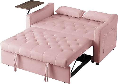 Miniatura 171 de sofá cama de terciopelo de 58 pulgadas, convertible 3 en 1 con bolsa de almacenamiento y respaldo ajustable, perfecto para espacios pequeños, sala 7