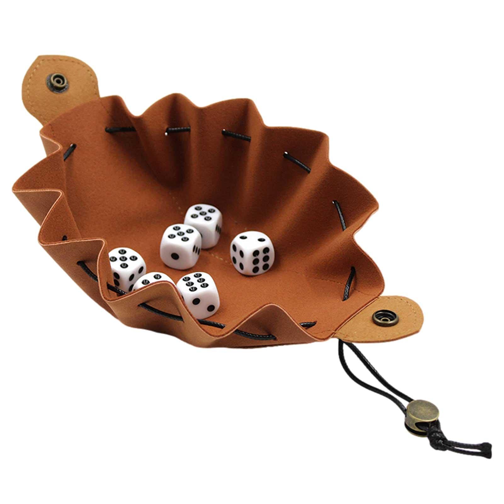 Sac à Dés En Cuir Synthétique – Cordon De Serrage 9x6 Cm – Marron – Pour D&D, Jeux De Rôle Ou Bijoux