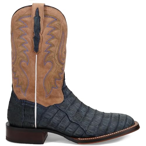Dan Post Boots Mens Leon Embroidered Square Toe Pull On Dress Boots Mid Calf - Blue, Brown
