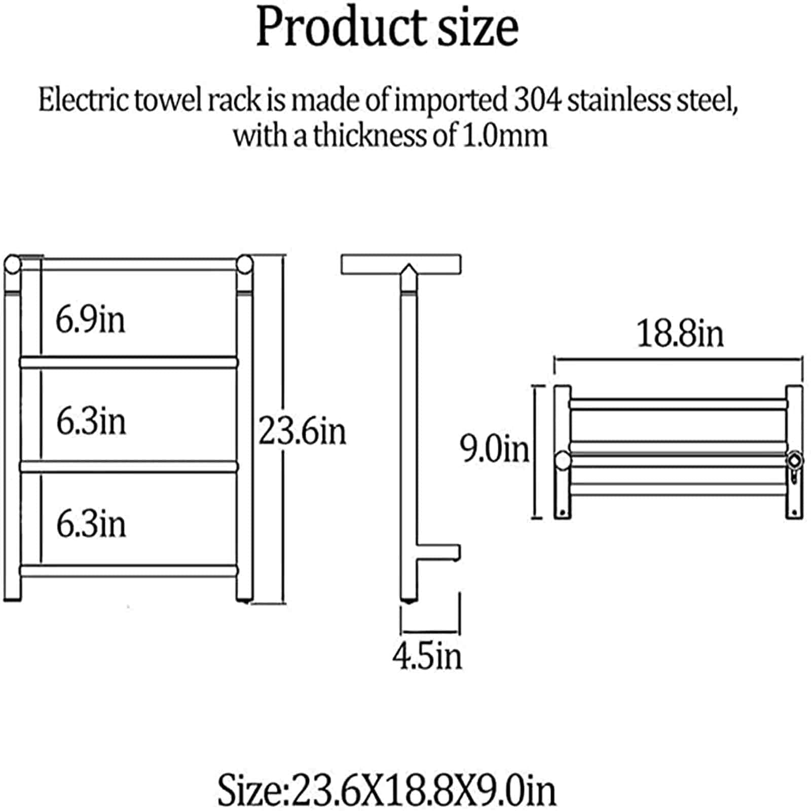Calentador de Toallas de Acero Inoxidable 304, toallero eléctrico de Pared con radiador, con Estante para baño, cableado (Plug in)