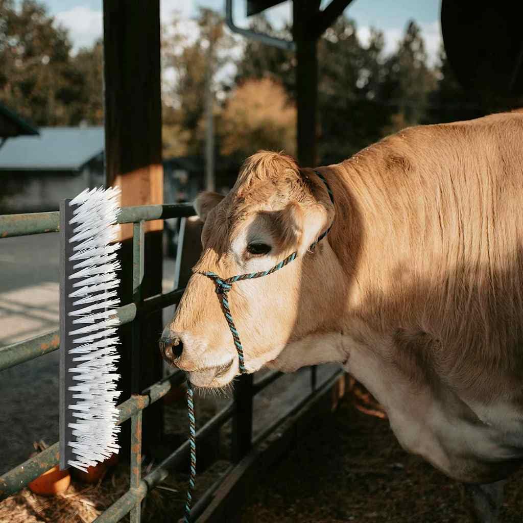Brosse à Gratter pour Bétail, Brosse de Massage pour Vache Noir et Blanc 50 x 10 x 6.5 cm