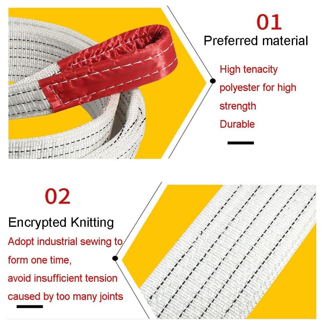 Eslinga de Remolque de Alta Resistencia con Ganchos metálicos de Seguridad, 5 m, 10 t, grillete de Nailon Azul Reforzado y Resistente a la Rotura, Cuerda de Remolque para recuperación de veh